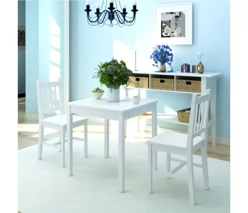 Kolmeosaline Söögitoakomplekt Männipuust Valge