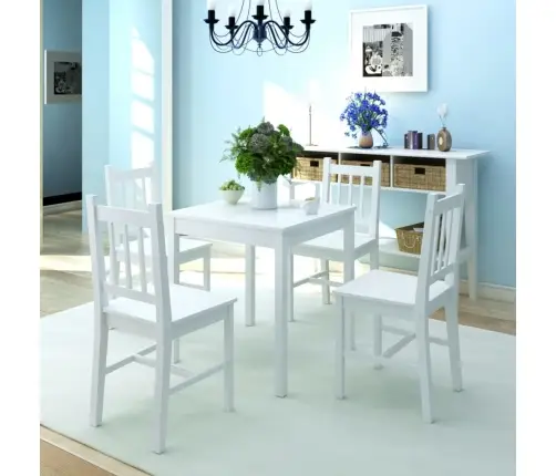 Vidaxli Viieosaline Söögitoakomplekt Männipuit Valge