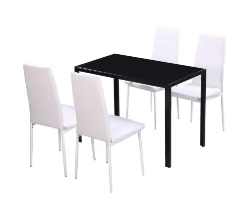 Virtuves Mēbeļu Komplekts, 5 Gab., Melns Un Balts Vidaxl