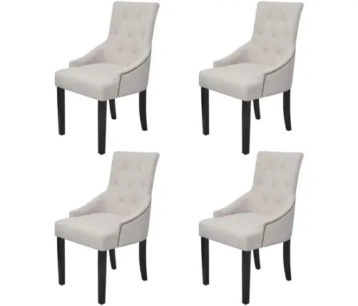 Virtuves Krēsli, 4 Gab., Krēmpelēks Audums Vidaxl Virtuves Krēsli, 4 Gab., Krēmpelēks Audums Vidaxl