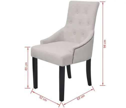 Virtuves Krēsli, 4 Gab., Krēmpelēks Audums Vidaxl Virtuves Krēsli, 4 Gab., Krēmpelēks Audums Vidaxl