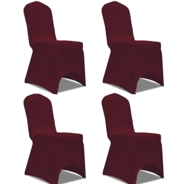 Krēslu Pārvalki, 4 Gab., Elastīgi, Bordo Vidaxl