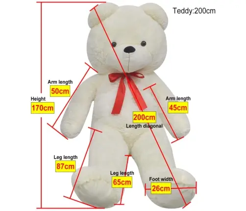 Plüüsist Kaisukaru, 170 Cm Valge