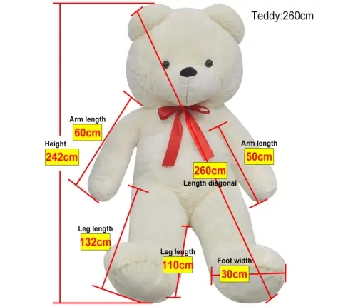 Minkštas Žaislinis Šuo, Pliušinis, Baltas, 242 Cm