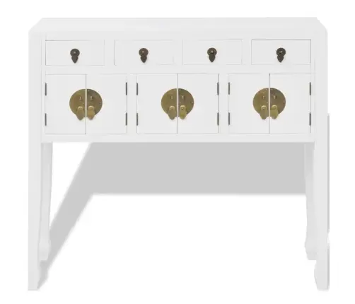 Puhvetkapp Hiina Stiilis Täispuidust, Valge