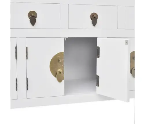 Puhvetkapp Hiina Stiilis Täispuidust, Valge