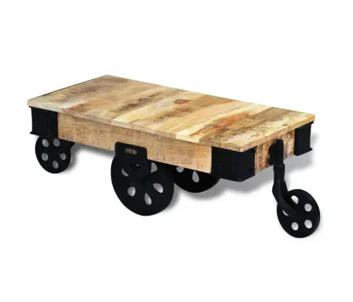 Kafijas Galdiņš Ar Riteņiem, Raupjš Mango Koks Vidaxl