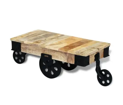 Kafijas Galdiņš Ar Riteņiem, Raupjš Mango Koks Vidaxl