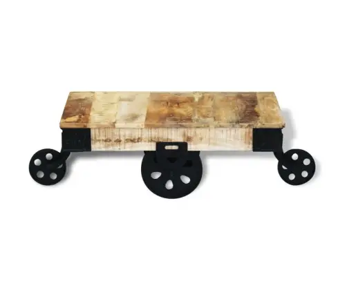 Kafijas Galdiņš Ar Riteņiem, Raupjš Mango Koks Vidaxl