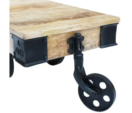 Kafijas Galdiņš Ar Riteņiem, Raupjš Mango Koks Vidaxl