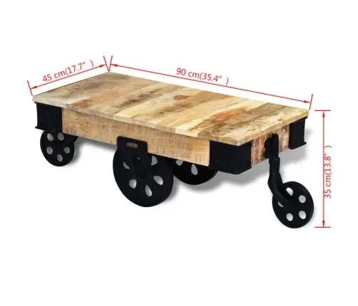 Kafijas Galdiņš Ar Riteņiem, Raupjš Mango Koks Vidaxl