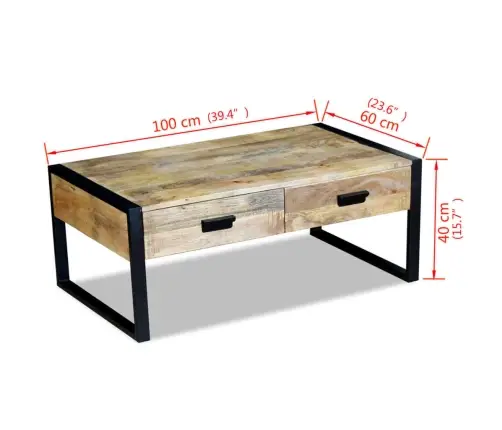 Vidaxli Kahe Sahtliga Kohvilaud Mangopuidust 100 X 60 X 40 Cm