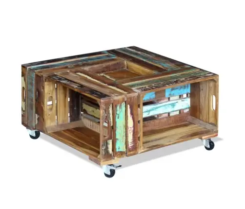 Kafijas Galdiņš, Pārstrādāts Masīvkoks, 70X70X35 Cm Vidaxl