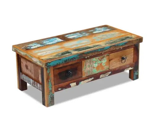 Kafijas Galdiņš Ar Atvilktnēm, Pārstrādāts Koks, 90X45X35 Cm Vidaxl