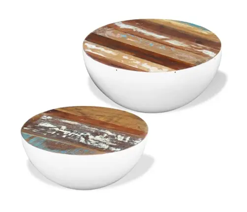 Apaļi Kafijas Galdiņi, 2 Gab., Pārstrādāts Masīvkoks Vidaxl