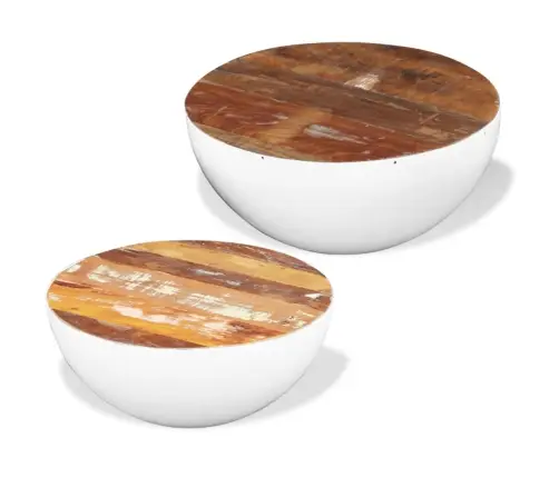 Apaļi Kafijas Galdiņi, 2 Gab., Pārstrādāts Masīvkoks Vidaxl