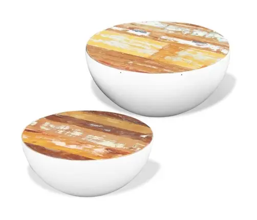 Apaļi Kafijas Galdiņi, 2 Gab., Pārstrādāts Masīvkoks Vidaxl