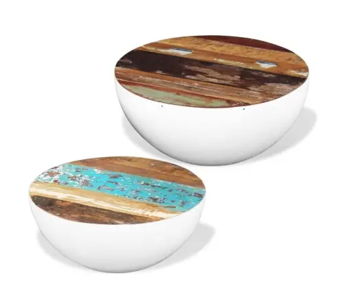 Apaļi Kafijas Galdiņi, 2 Gab., Pārstrādāts Masīvkoks Vidaxl