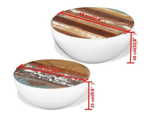 Apaļi Kafijas Galdiņi, 2 Gab., Pārstrādāts Masīvkoks Vidaxl