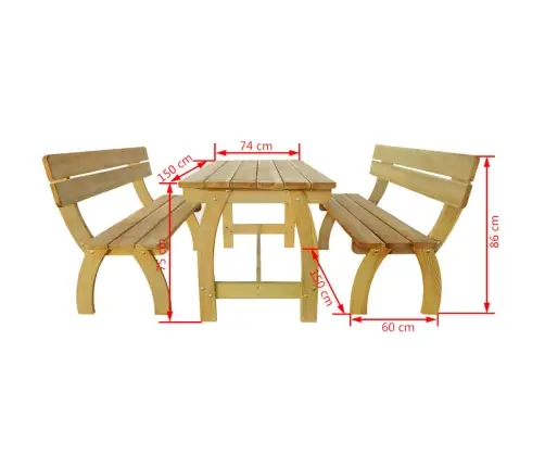 Alus Galds Ar 2 Soliem, Impregnēts Priedes Koks Vidaxl