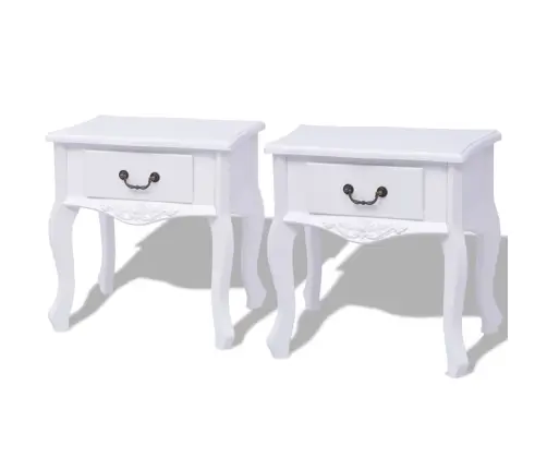 Koka Naktsskapītis, 2 Gab., Mdf, Balts Vidaxl