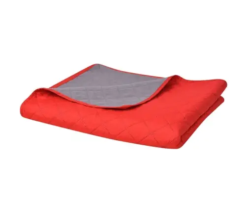 Gultas Pārklājs, 230X260 Cm, Divpusējs, Sarkans Ar Pelēku Vidaxl