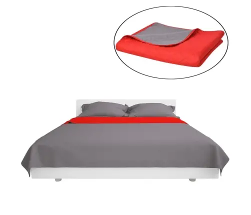 Gultas Pārklājs, 230X260 Cm, Divpusējs, Sarkans Ar Pelēku Vidaxl