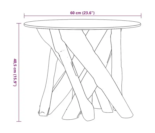 Kafijas Galdiņš, Masīva Tīkkoka Stumbrs, 60 Cm Vidaxl