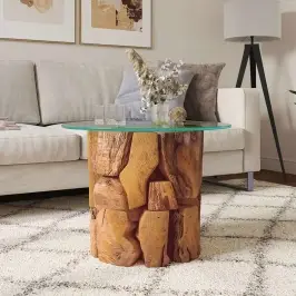 Kafijas Galdiņš, Masīva Tīkkoka Stumbrs, 60 Cm Vidaxl