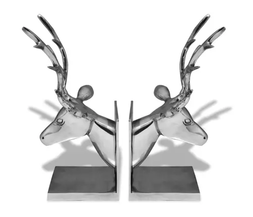 Bookends Brieži 2 Gab Alumīnija Sudrabs Vidaxl