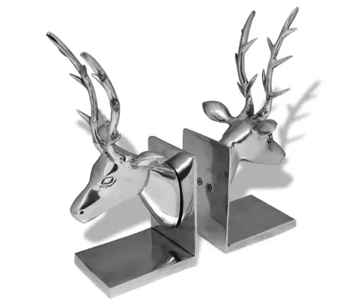 Bookends Brieži 2 Gab Alumīnija Sudrabs Vidaxl