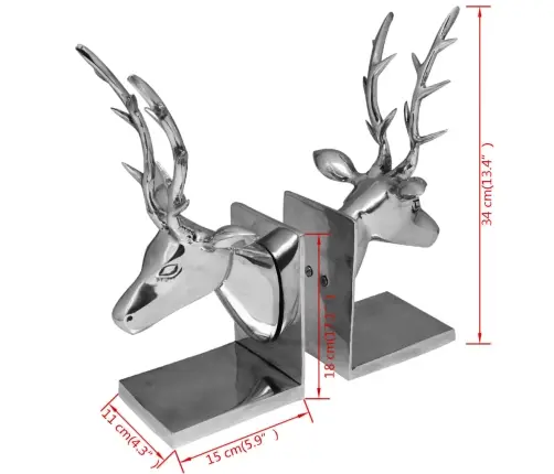 Bookends Brieži 2 Gab Alumīnija Sudrabs Vidaxl
