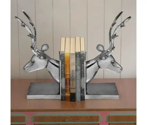 Bookends Brieži 2 Gab Alumīnija Sudrabs Vidaxl