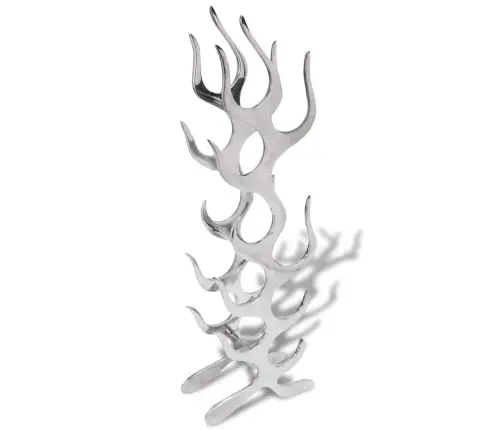 Vyno Butelių Stovas, Liepsnos Formos, Sidabro Sp., 9 But.