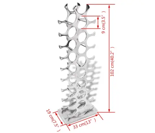 Alumīnija Vīna Plaukts 27 Pudelēm, Sudraba Vidaxl