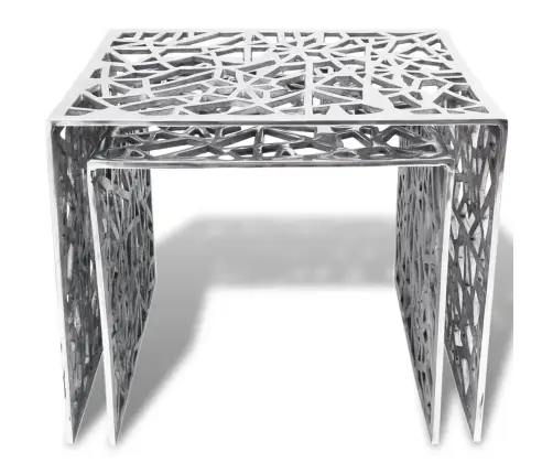 Galdiņi, 2 Gab., Četrstūra, Alumīnijs, Sudraba Vidaxl