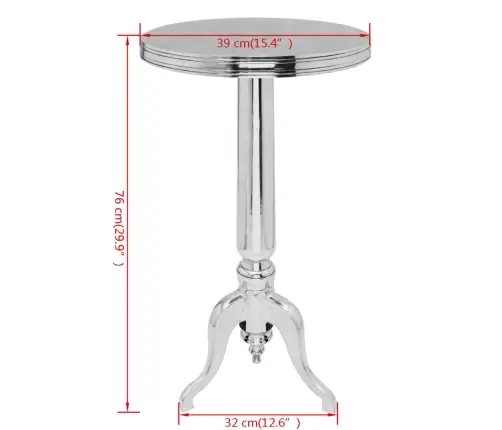 Alumīnija Kafijas Galdiņš, Apaļš, Sudraba Krāsā Vidaxl