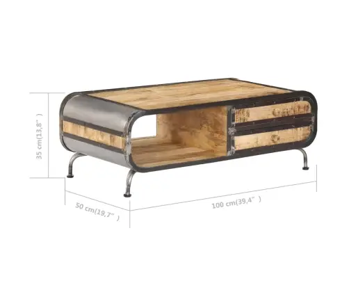 Kavos Staliukas, 100X50X35 cm Mango Medienos Masyvas Kavos Staliukas, 100X50X35 cm Mango Medienos Masyvas