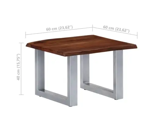 Kohvilaud Naturaalsete Servadega 60X60X40 Cm Akaatsiapuit