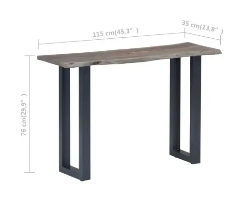Konsoles Galdiņš, 115X35X76 Cm, Akācijas Koks Un Dzelzs, Pelēks Vidaxl