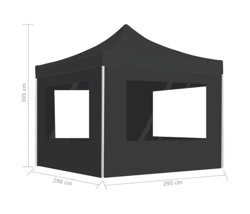 Saliekama Nojume Ar Sienām, 3X3M, Alumīnijs, Antracītpelēka Vidaxl