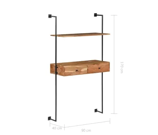 Sienas Rakstāmgalds, 90X40X170 Cm, Akācijas Masīvkoks Vidaxl