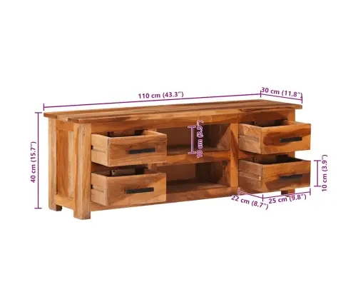 Tv Skapītis, 110X30X40 Cm, Masīvkoks Vidaxl