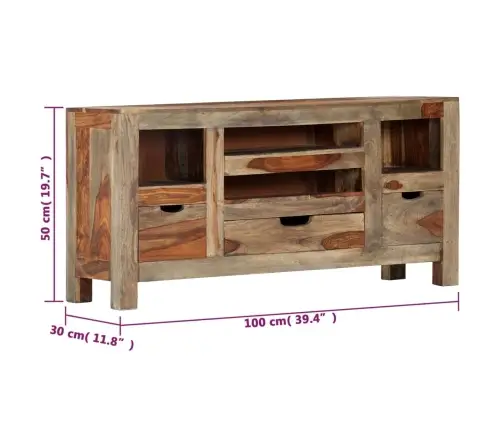 Kumode, Pelēka, 100X30X50 Cm, Masīvs Rožkoks Vidaxl