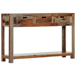 Konsoles Galdiņš Ar 3 Atvilktnēm, 120X30X75 Cm, Masīvs Rožkoks Vidaxl