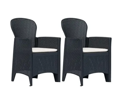 Dārza Krēsli Ar Spilvenu, 2 Gab., Pelēki, Plastmasas Pinums Vidaxl