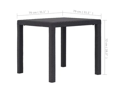 Dārza Galds, Brūns, 79X79X72 Cm, Plastmasa, Rotangpalmas Raksts Vidaxl