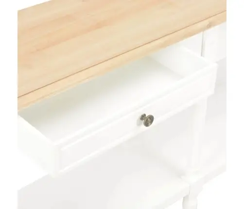 Galds Ar Atvilktni Balts Koka Vidaxl