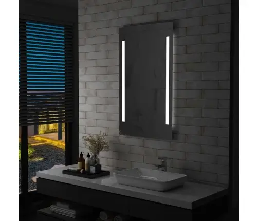 Sieninis Vonios Kambario Veidrodis Su Led, 60X100Cm