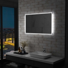 Sieninis Vonios Kambario Veidrodis Su Led, 100X60Cm